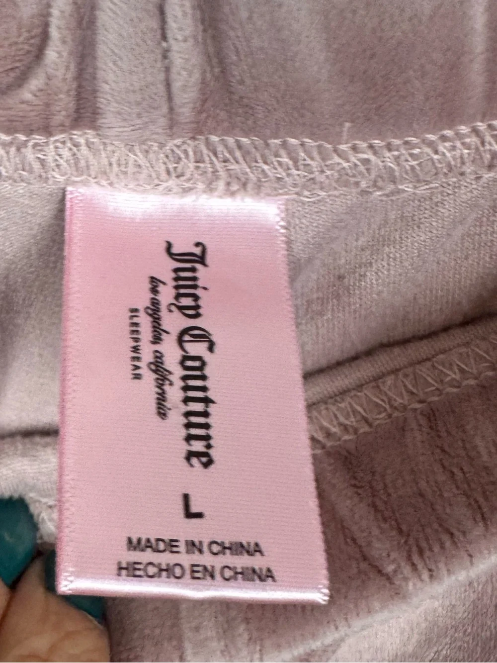 Pink Juicy Couture Velour Rhinestone Pajama Set mauve sz L